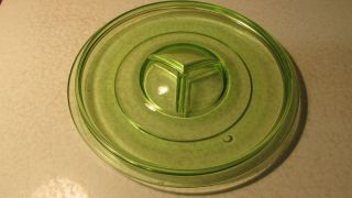 Antique Green Depression Glass Bowl Cover - 9 