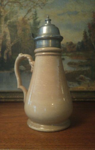 Antique C1872 Knowles Taylor & Knowles Iron Stone China Molasses Syrup Pitcher
