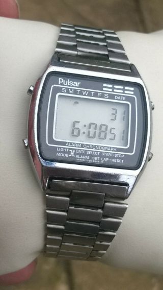 Pulsar Mens Vintage Lcd Digital Alarm Chronograph Watch Y789 - 5329