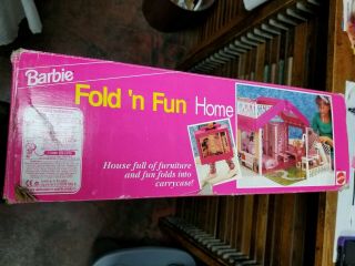 Vintage 1992 Barbie Fold ' N Fun House Carrying Case Mattel w/Original Box 5