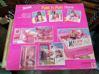 Vintage 1992 Barbie Fold ' N Fun House Carrying Case Mattel w/Original Box 7