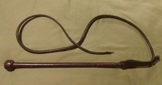 Antique Swaine & Adeney.  Ltd.  London.  Leather Hunting/kennel Whip.