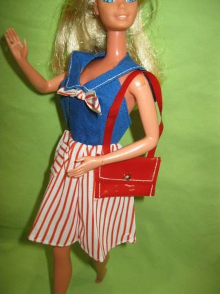 Vintage Barbie Doll 1975 Best Buy Fashion 7418 Nautical Sailor Dress &red Purse