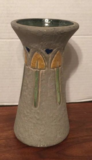 Antique Roseville Mostique 8 " Art Pottery Vase Art Deco Mission Arts & Crafts