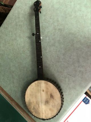 Old Antique 5 String Banjo Open Back Early 1900s W/ Elite Tailpiece