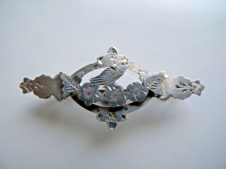 1916 B/ham Antique Sterling Silver Bird & Flowers Brooch By Pearce & Thompson