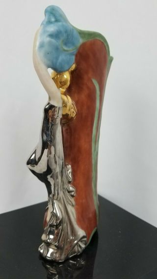 Art Deco Style Hand Painted Flower Vase Signed And Dated C1977 5