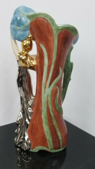 Art Deco Style Hand Painted Flower Vase Signed And Dated C1977 6