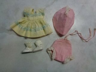 Cute Vintage Vogue Ginny Doll Tagged Dress,  Sunsuit/hat & Shoes/socks