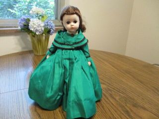 Vintage 1950s/60s Madame Alexander Lissy Jo Doll In Green Taffeta