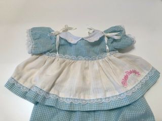 Vintage Cabbage Patch Kids Doll Blue Gingham Dress Bloomers Pink Socks Outfit 2