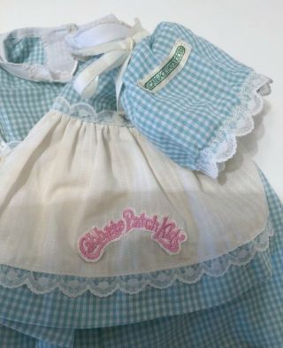 Vintage Cabbage Patch Kids Doll Blue Gingham Dress Bloomers Pink Socks Outfit 5