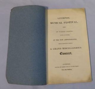 Antique Classical Music Opera Programme Liverpool Musical Festival 5 Octob 1830