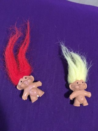 Vintage 1989 Dam Troll 1.  5 " Tall Pencil Topper Trolls With Yellow And Red Hair