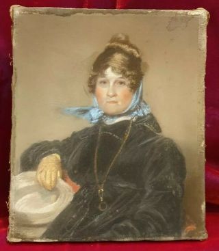 1800s Georgian Pastel Portrait Jr Smith Listed Miss Raper 18th.  Century