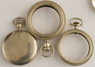 3 Antique Pocket Watch Cases Only 2 18 size 1 16 size swing out 3