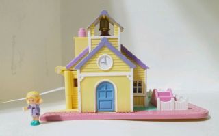 Vintage Polly Pocket Pollyville Schoolhouse Lights And Polly Figure