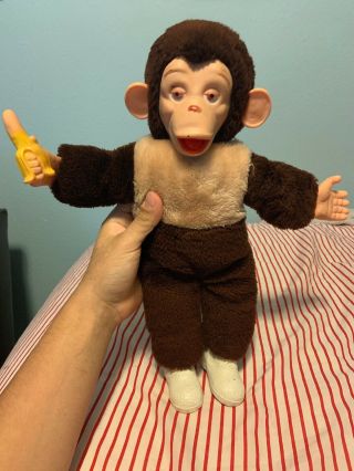 Vintage Elka Toys Rubber Face Monkey Banana Plush 16 " Mr Bim Zip Zippy Chimp