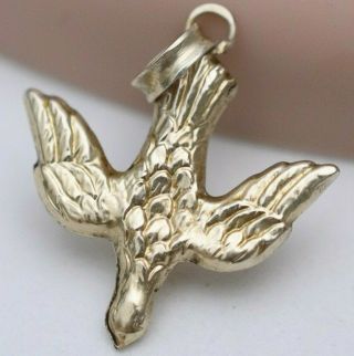 Antique Victorian 14k Gold St.  Esprit Repousse Chased Double Sided Bird Pendant