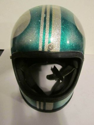 Vintage Retro Green/silver Metalflake Vintage Full Face Motorcycle Safety Helmet