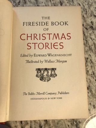 1945 Antique Story Book " The Fireside Book Of Christmas Stories "