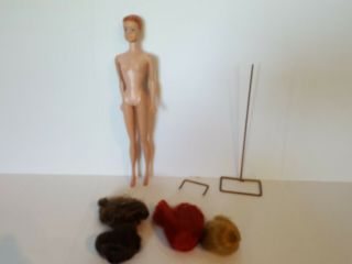 Vintage Japan 1962 Barbie Fashion Queen Midge Doll With 4 Wigs And Wire Stand