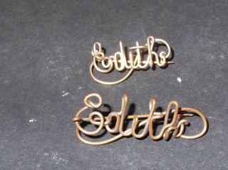 Two Antique Rolled Name Edith Broach 