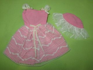 Barbie VINTAGE 1965 Skipper PAK Party Pink DRESS ' n Matching Lace HAT 2