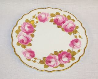 Antique George Jones Crescent China " Pink Roses " Plate Hand Painted By Birbeck ?
