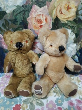 Vintage Pair Merrythought Teddy Bears Mohair 1950 /1960 10 " English