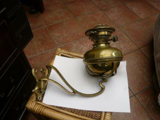 Antique Art Nouveau Brass Oil Lamp Swing Wall Mount With Hinks No Burner