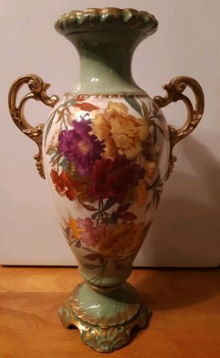 Antique Marked Royal Bonn 12.  5 " Vase.  Hand Painted Floral Design Made In Germany