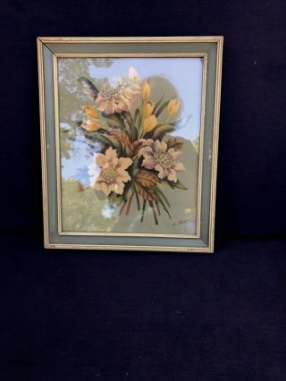 Vintage Framed Print Flowers Floral De Jonge Signed Home Decor Collectible