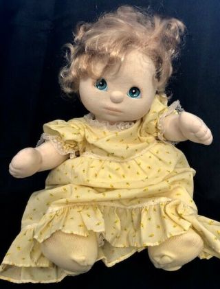 1985 Mattel My Child Doll Blond Jointed Plush Aqua Eyes Vintage Stuffed Baby