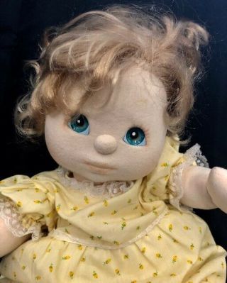 1985 Mattel MY CHILD Doll Blond Jointed Plush Aqua Eyes Vintage Stuffed Baby 3