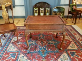Dollhouse Miniature Artisan Signed Faurot 18th Century Tea Table Slide Ends