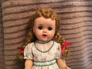 Ideal Saucy Walker Doll 16” With Great Hair And Dress