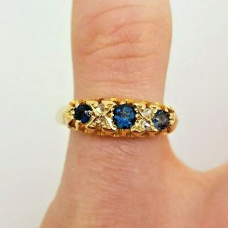 Antique Sapphire and Diamond Ring – 18ct Yellow Gold (11355T) 7