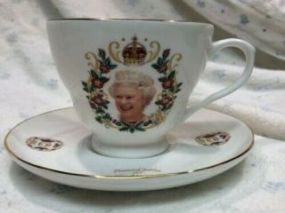 Queen Elizabeth Ii Diamond Jubilee 1952 2012 Fine Bone China Cup Saucer England