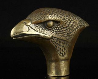 Chinese Old Bronze Hand Carved Eagle Statue Cane Walking Stick Head