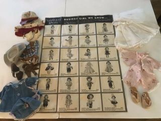 R & B Doll Co.  Littlest Angel Brochure And 5 Outfits.  Vintage 1950s
