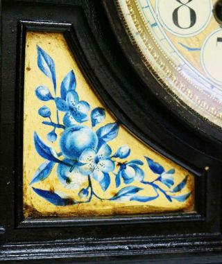 Large Antique Arts & Crafts French 8 Day Striking Ebony & Porcelain Mantel Clock 6