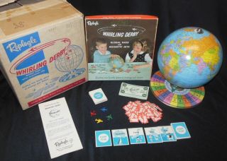Vintage Whirling Derby Game By Replogle World Globe Jet Race Magnetic