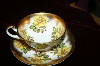Teacup Saucer Paragon Gold Yellow Roses By Appt To Majesty Queen Lovely