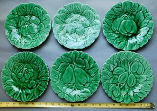 Antique Set Of 6 French Majolica Portieux Vallerysthal Plates C 1930 Pv France