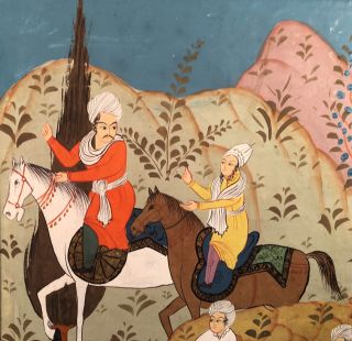 Antique Persian Asian Watercolor Painting Manuscript Book Page Mughal? 3