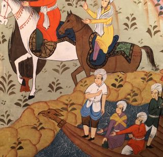 Antique Persian Asian Watercolor Painting Manuscript Book Page Mughal? 4
