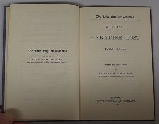 Antique 1899 MILTON ' S PARADISE LOST BOOKS I & II Lake English Classics HC Book 5