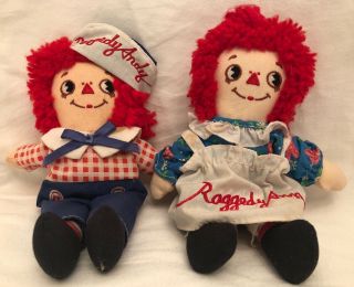 Vintage Knickerbocker Raggedy Ann And Andy Applause 8” Dolls