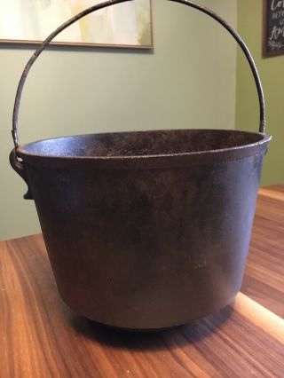 Vintage/Antique Cast Iron Bean Pot Kettle Cauldron No Legs Old 10x8x9 3